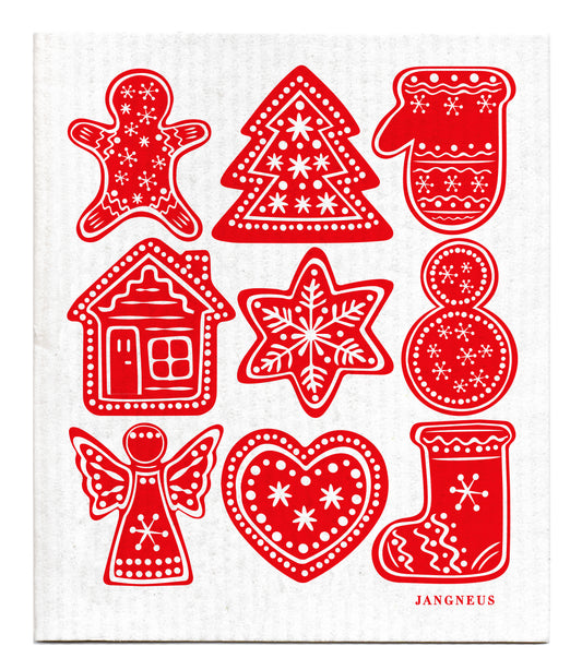 Christmas - Red Pepparkaka Dishcloth