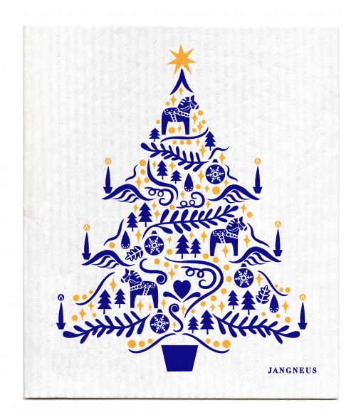 Christmas - Blue Ochre Scandi Tree Dishcloth