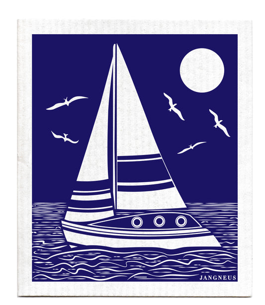 Blue Sailboat - Dishcloth