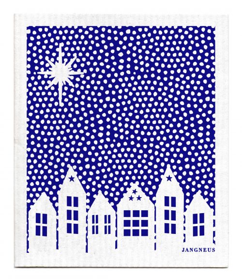 Christmas - Blue Snow Village Dishcloth
