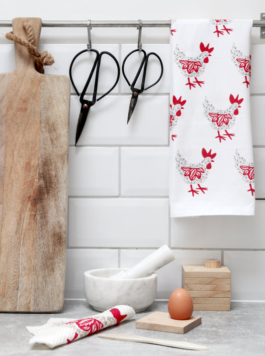 Hens Tea Towel- Multiple Colours