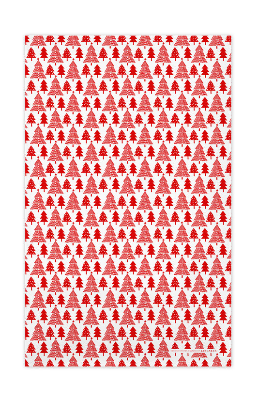 Red - Christmas Forest Tea Towel