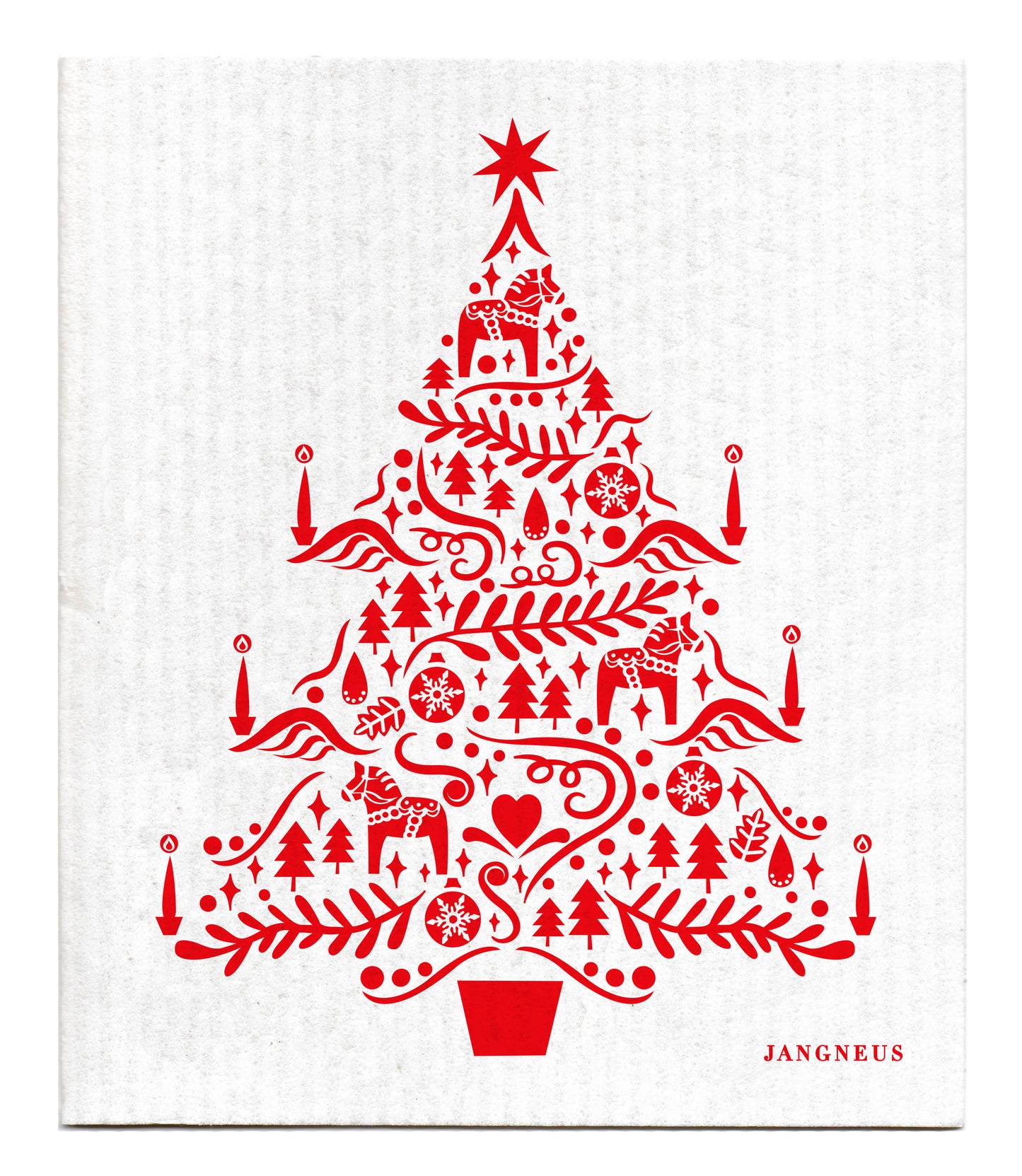 Christmas - Red Scandi Tree Dishcloth